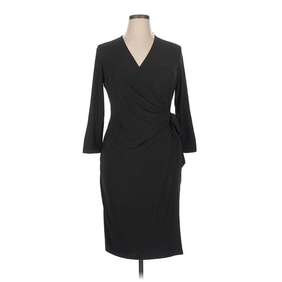 Black Label Evan Picone Timeless Classic Wrap Dress w/Tie Size 18 2X Plus Size - Picture 2 of 8